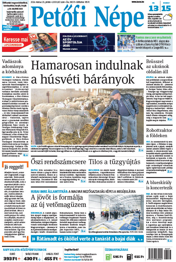 Lapszám: 2026. 03. 20. + MELLÉKLET