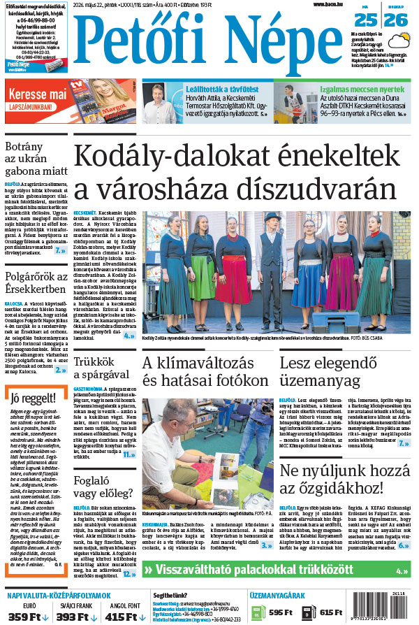 Lapszám: 2026. 05. 22. + MELLÉKLET